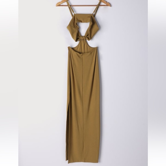 A9 - 479 Lulus Opening Night Olive Green Cutout Bodycon maxi dress size medium - Picture 6 of 14